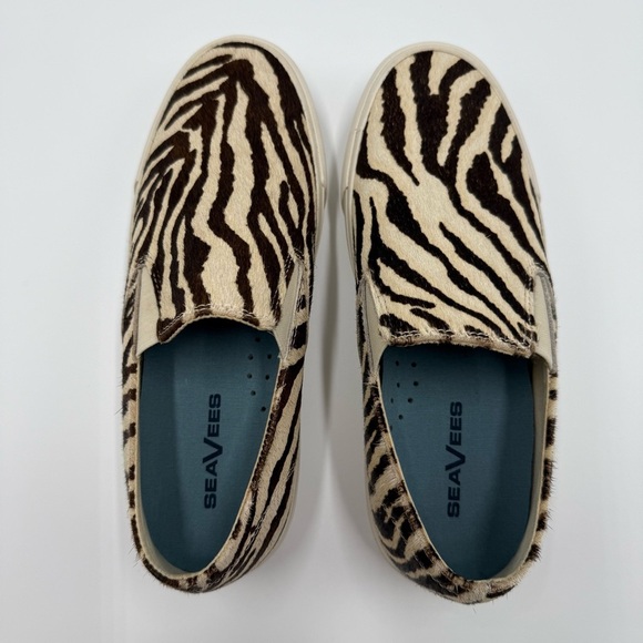 NWOT SeaVees Baja Slip On Cowhide Zebra Print Platform Sneakers Size 8.5 Brown - Picture 6 of 8